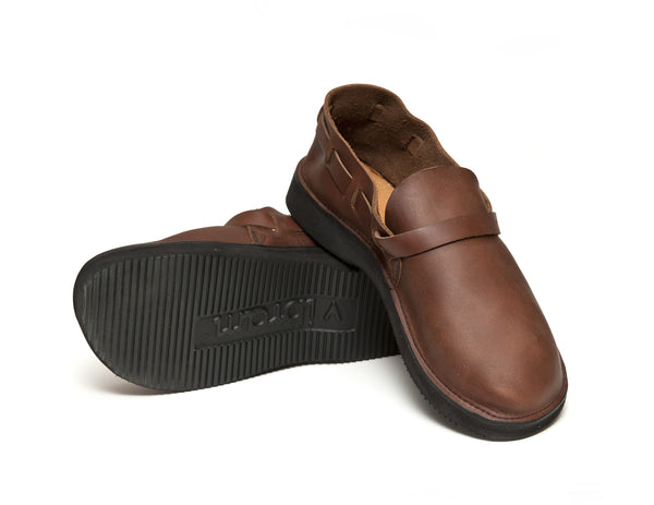 Brown Handmade Leather Middle English shoes by Aurora Shoe Co. - Stacked Shoes 