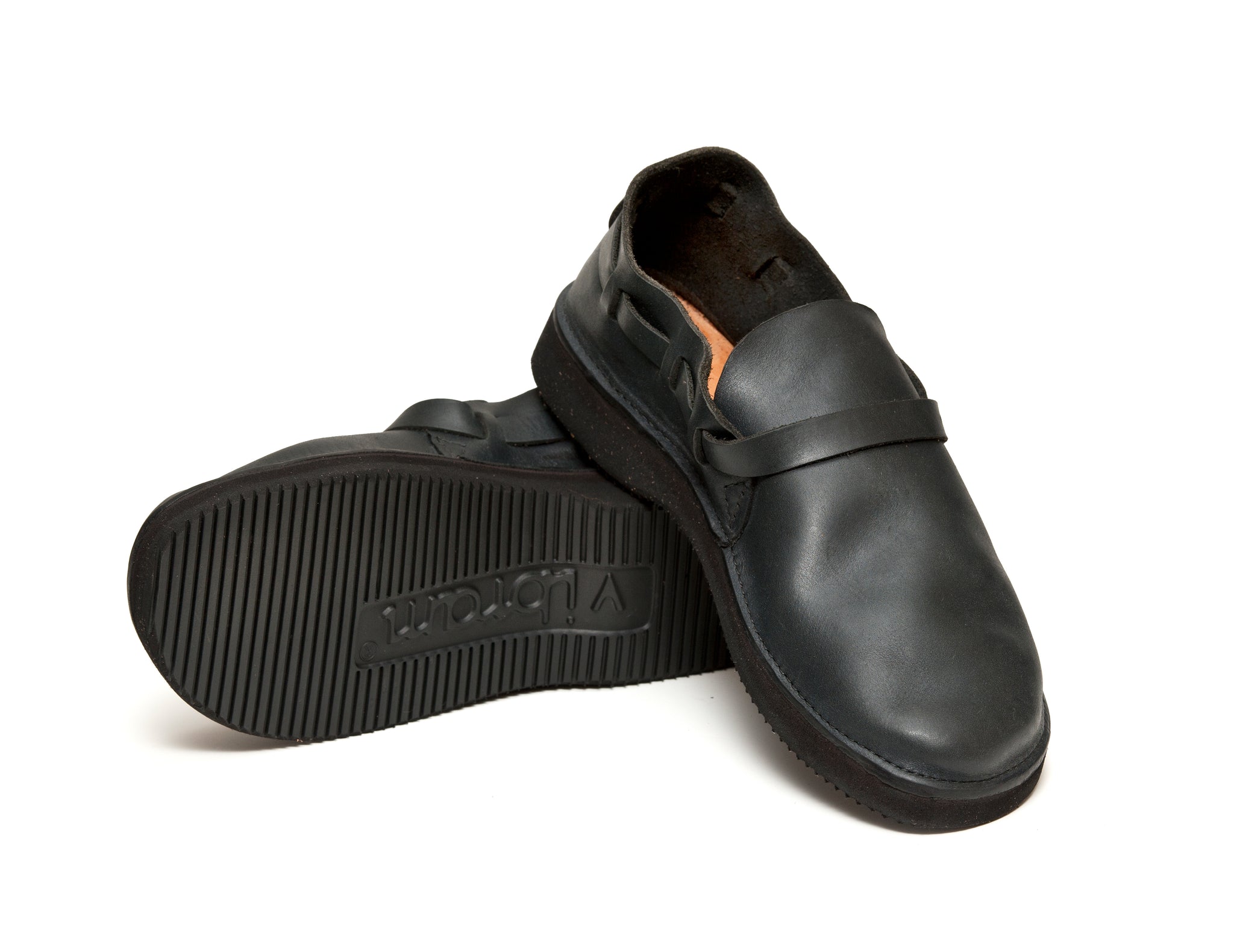 Black Handmade Leather Middle English shoes by Aurora Shoe Co. - Stacked Shoes