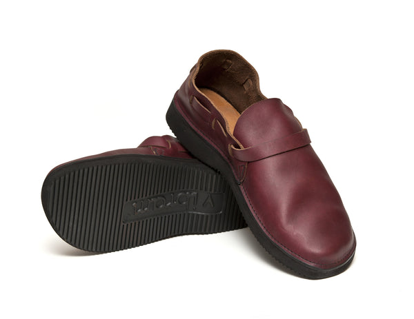 Oxblood Middle English Handmade Leather shoes by Aurora Shoe Co. - Stacked, white background.