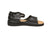 Black New Mexican Handmade Leather sandals by Aurora Shoe Co. - Side Profile, white background.