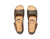 Olive New Mexican handmade leather sandals by Aurora Shoe Co. - top down orientation on white background.
