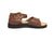 Brown New Mexican handmade leather sandals by Aurora Shoe Co. - side profile orientation on white background.