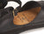 Black New Mexican Handmade Leather sandals by Aurora Shoe Co. - Insole View, white background.