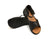 Black New Mexican Handmade Leather sandals by Aurora Shoe Co. - Stacked, white background.