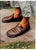 Hayato Takasu - Japanese Distributor of Aurora Shoes, wearing favorite, well worn pair of Handmade Leather Aurora Shoe Co. Middle English shoes, photographed buy Japanese KU:NEL magazine