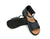 Navy New Mexican handmade leather sandals by Aurora Shoe Co. - stacked orientation on white background.